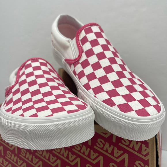 Vans Pink and White Checkered Slip-On Sneakers - Picture 3 of 16